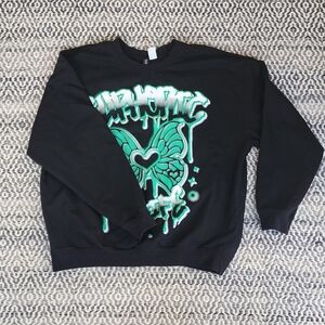 Black and Green Oversized Graphic Sweater 🍭